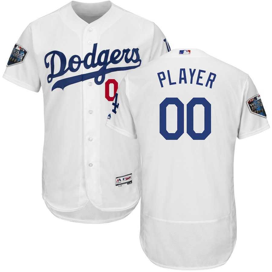 Dodgers White Men's 2018 World Series Flexbase Customized Jersey,We sell and wholesale Dodgers White Men's 2018 World Series Flexbase Customized Jersey on line form chian!